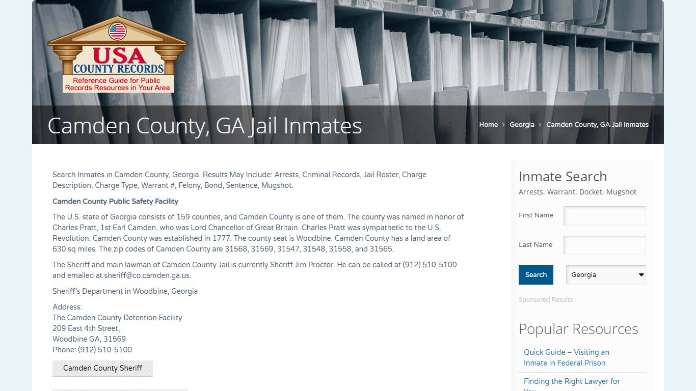 Camden County, GA Jail Inmates | Name Search